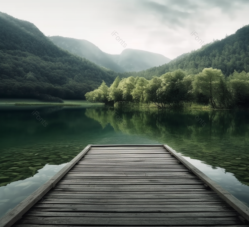 绿色自然风景森林湖泊木板背景,高清,摄影图,摄影图片,图片大全,摄影图免费下载